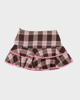 Vintage Y2K Patterned Layered Mini Skirt - XS