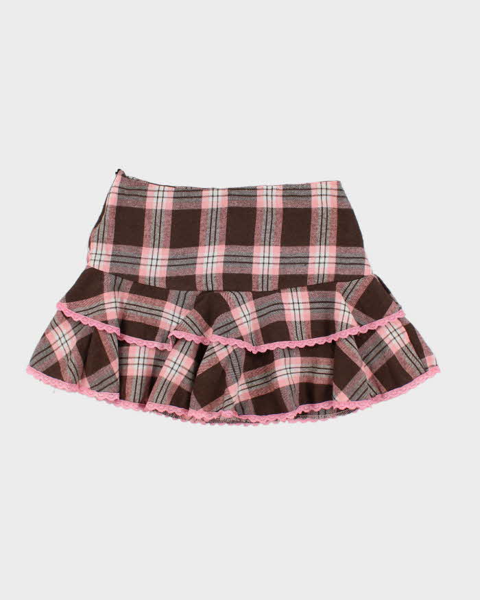 Vintage Y2K Patterned Layered Mini Skirt - XS