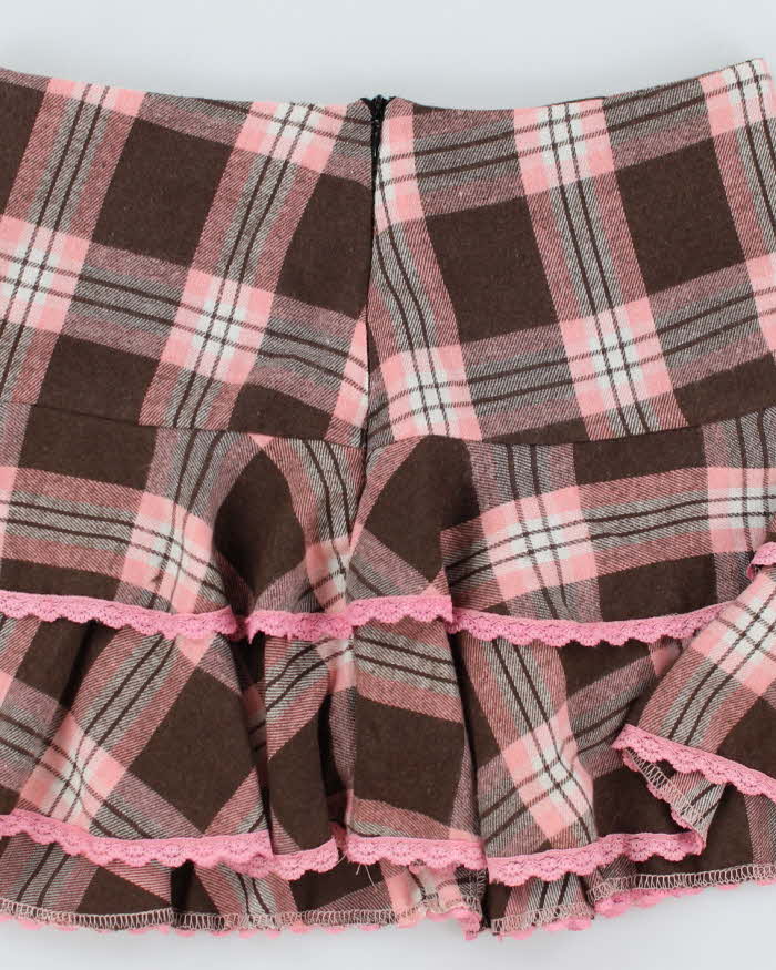 Vintage Y2K Patterned Layered Mini Skirt - XS