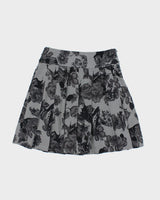 Y2k 00s Floral Grey Mesh Lined Pleated Skirt - XXL