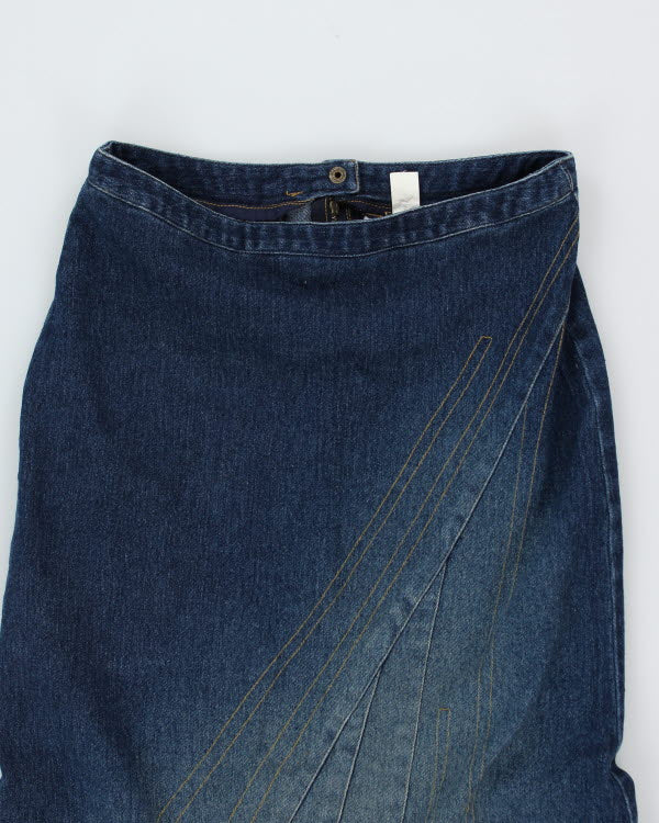 Y2k 00s Denim Fishtail Denim Skirt - S