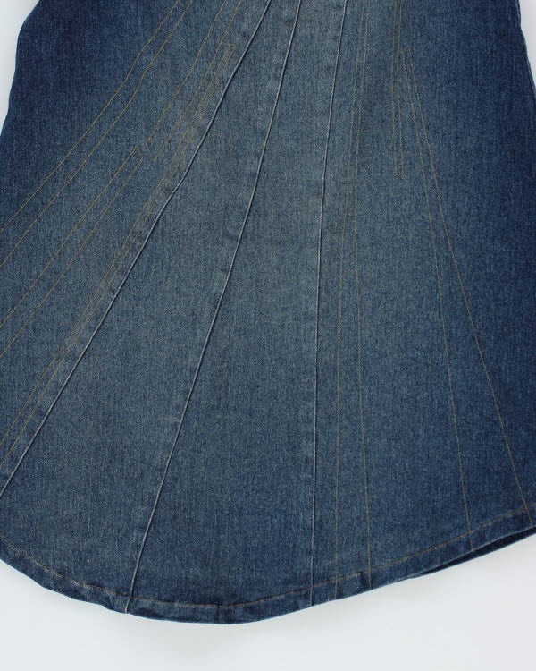 Y2k 00s Denim Fishtail Denim Skirt - S
