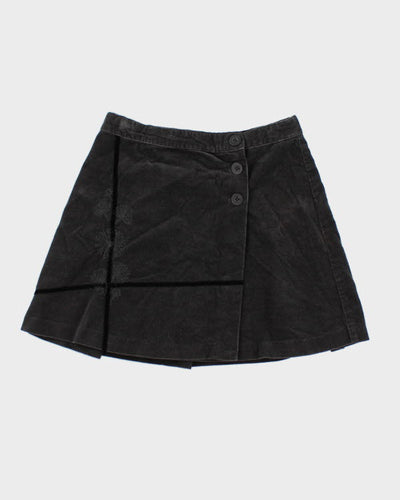 Y2k 00s Corduroy Embroidered Wrap Skirt - XS