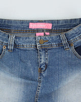 Y2k 00s Embroidered Rhinestone Denim Skirt - S
