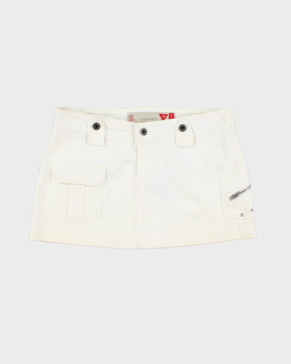 Y2k 00s Guess White Denim Mini Skirt - S