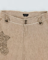 Y2k 00s David Bitton Linen Embroidered Skirt - M