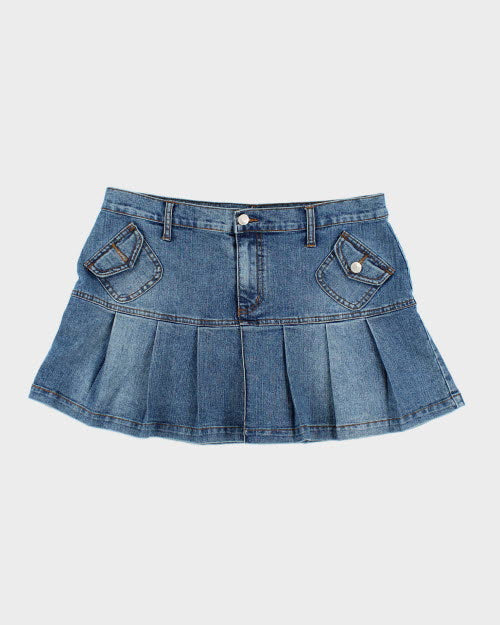 Y2k 00s 725 Pleated Denim Mini Skirt - L