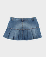 Y2k 00s 725 Pleated Denim Mini Skirt - L