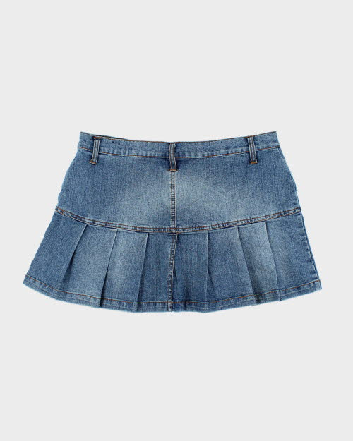 Y2k 00s 725 Pleated Denim Mini Skirt - L