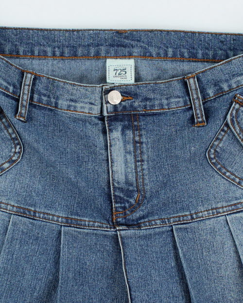 Y2k 00s 725 Pleated Denim Mini Skirt - L