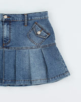 Y2k 00s 725 Pleated Denim Mini Skirt - L
