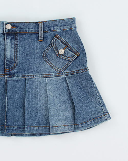 Y2k 00s 725 Pleated Denim Mini Skirt - L