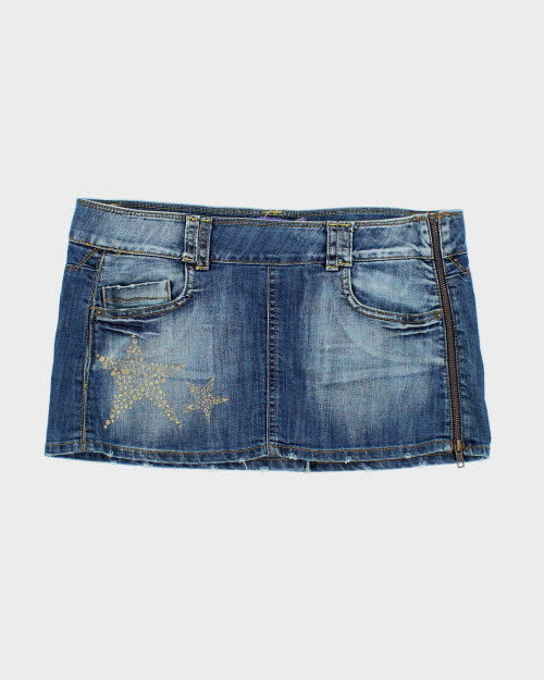 Y2k 00s Zip Denim Mini Skirt - M