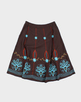 Y2k 00s Bedo Brown Embroidered Skirt - L