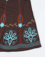 Y2k 00s Bedo Brown Embroidered Skirt - L