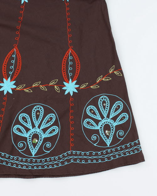 Y2k 00s Bedo Brown Embroidered Skirt - L
