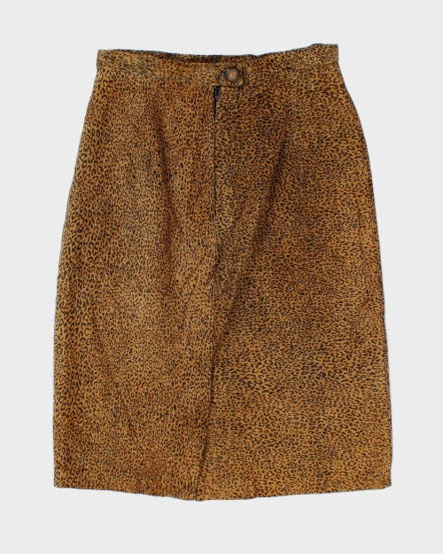 Vintage Bagatelle Leopard Print Suede Skirt - XS