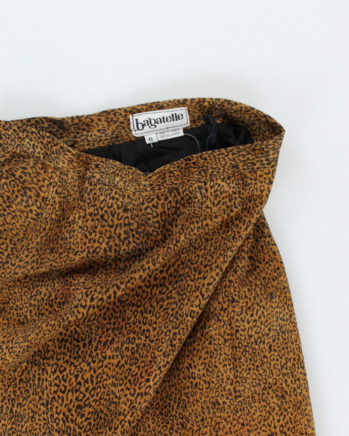 Vintage Bagatelle Leopard Print Suede Skirt - XS