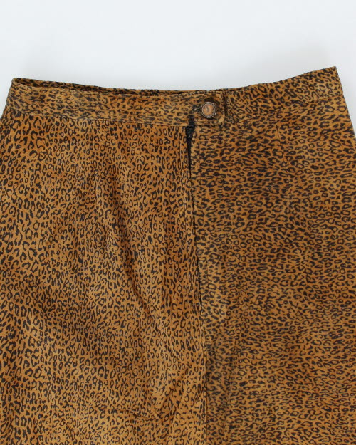 Vintage Bagatelle Leopard Print Suede Skirt - XS
