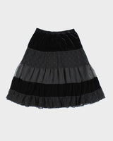 Y2k 00s Tan Jay Velvet Tiered Skirt - M