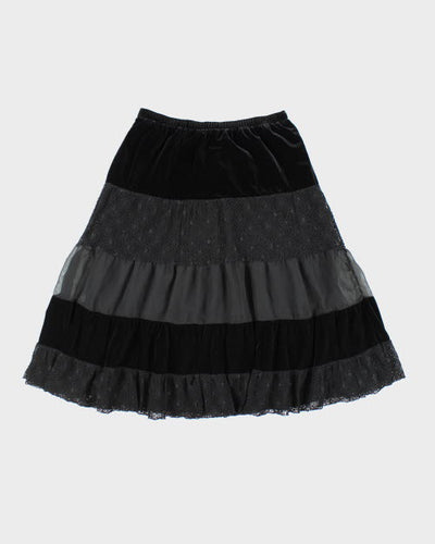 Y2k 00s Tan Jay Velvet Tiered Skirt - M