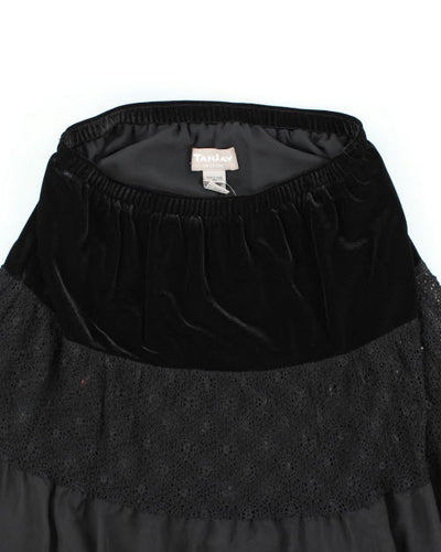 Y2k 00s Tan Jay Velvet Tiered Skirt - M