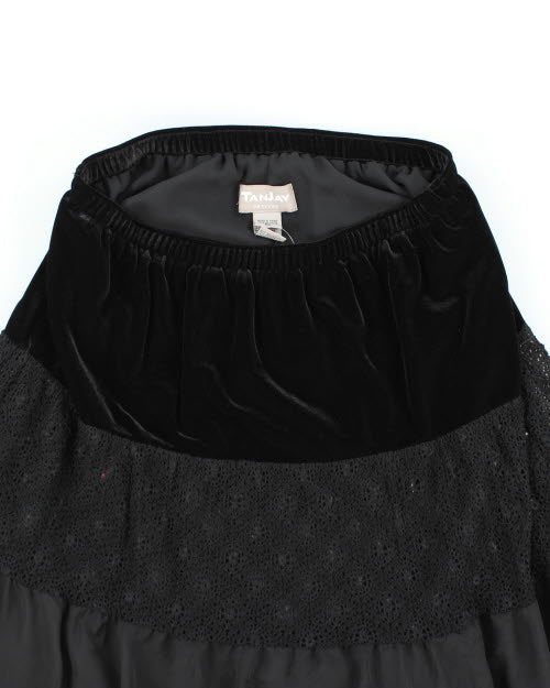 Y2k 00s Tan Jay Velvet Tiered Skirt - M