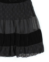 Y2k 00s Tan Jay Velvet Tiered Skirt - M