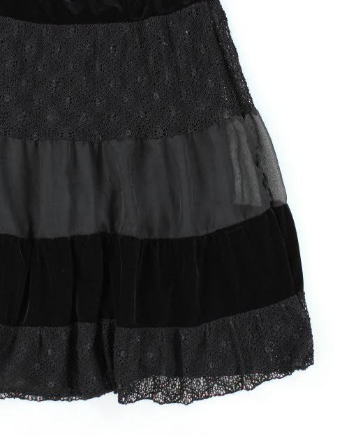 Y2k 00s Tan Jay Velvet Tiered Skirt - M
