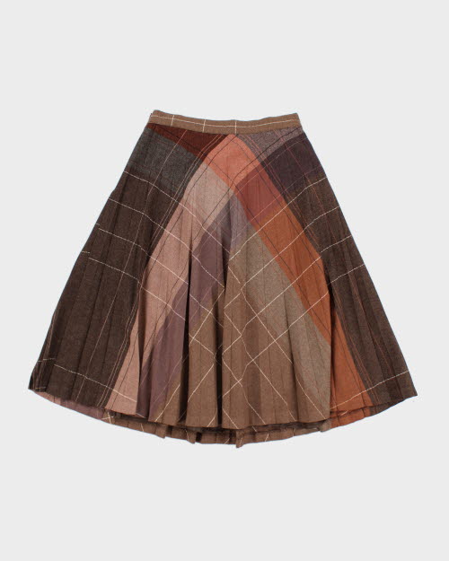 Vintage Wool Blend Checked Skirt - XS