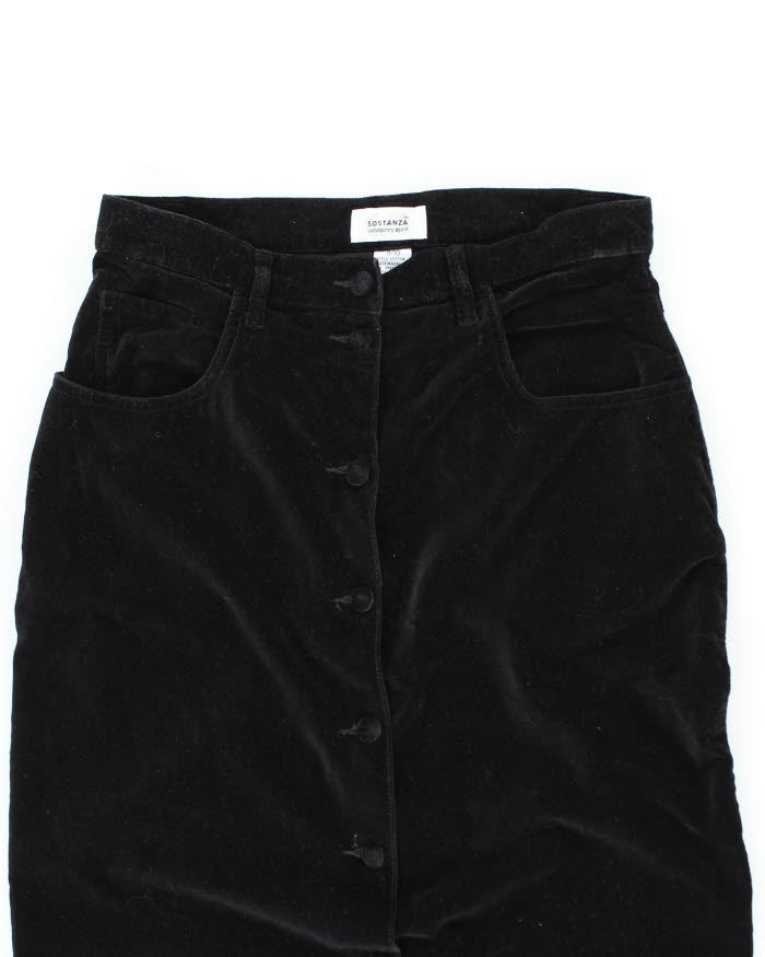 Vintage 90s Sostanza Velvet Button Skirt - S