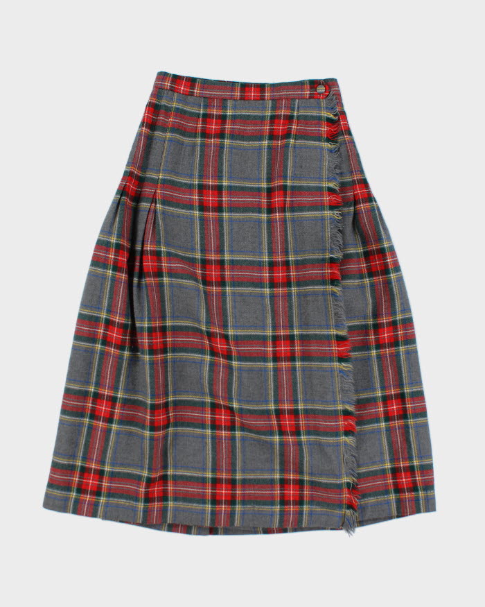 Vintage Highland Queen Wool Checked Pleated Skirt - XS