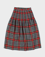 Vintage Highland Queen Wool Checked Pleated Skirt - XS