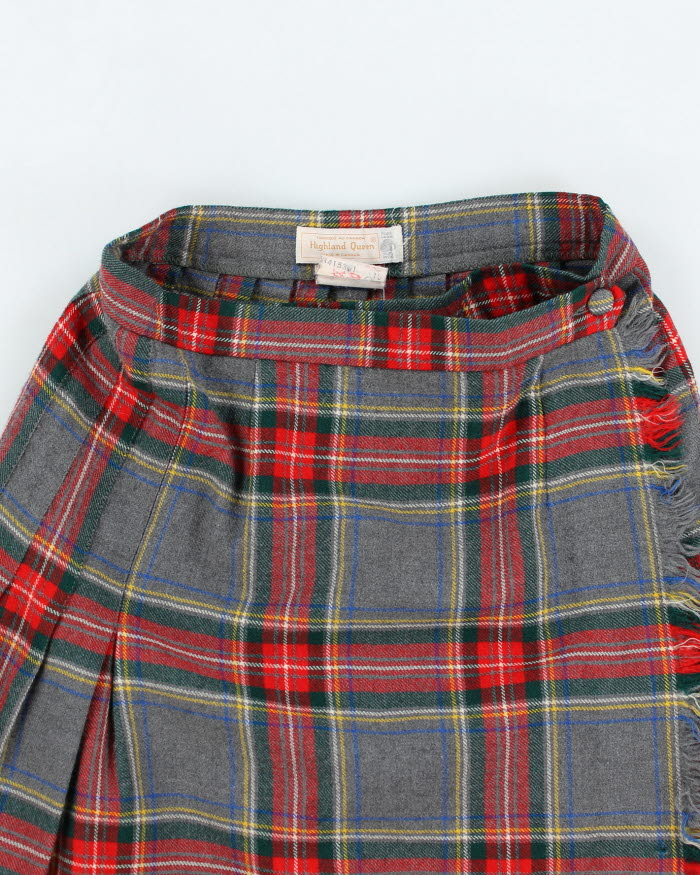 Vintage Highland Queen Wool Checked Pleated Skirt - XS