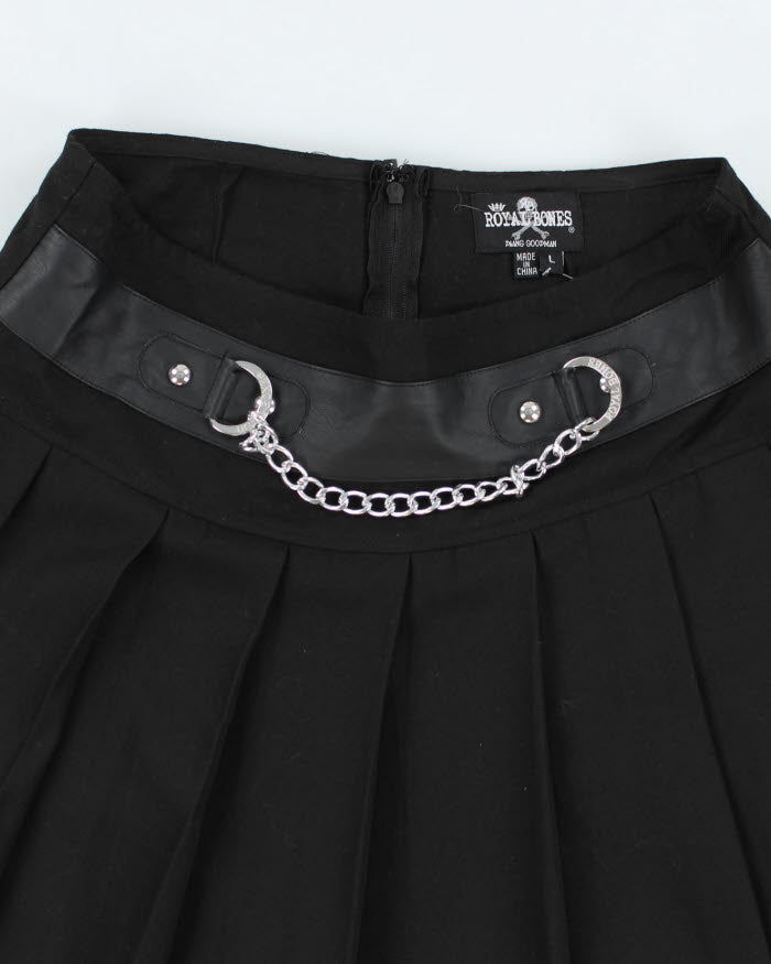 Y2k 00s Royal Bones Pleated Chain Mini Skirt - L