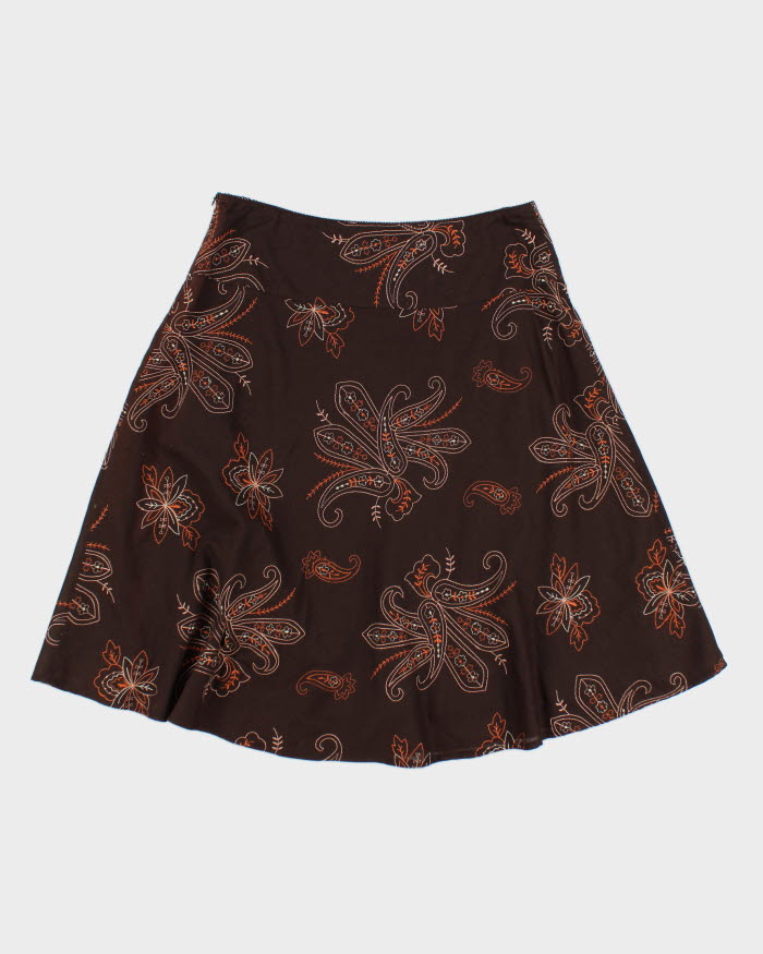 Y2k 00s Tribal Brown Embroidered Skirt - S
