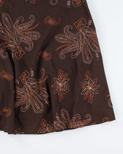 Y2k 00s Tribal Brown Embroidered Skirt - S