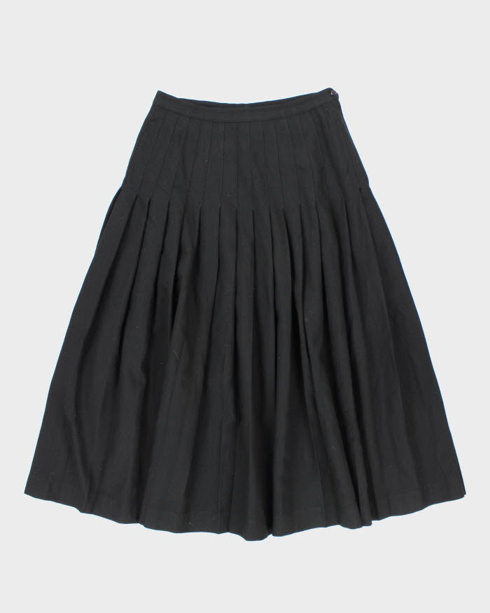 Vintage Al Jeans Wool Black Pleated Skirt - S