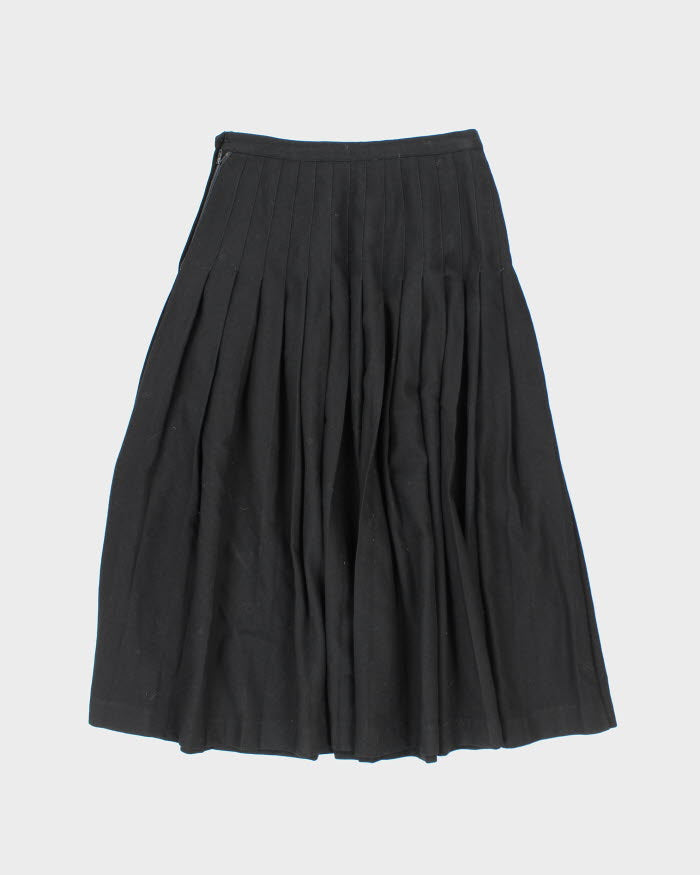 Vintage Al Jeans Wool Black Pleated Skirt - S