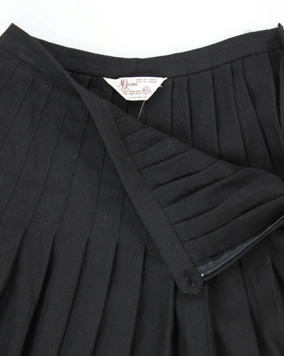 Vintage Al Jeans Wool Black Pleated Skirt - S
