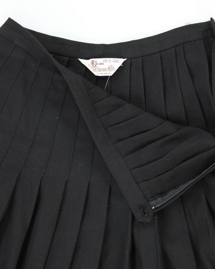 Vintage Al Jeans Wool Black Pleated Skirt - S