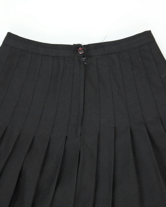 Vintage Al Jeans Wool Black Pleated Skirt - S
