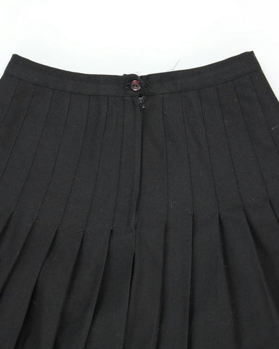 Vintage Al Jeans Wool Black Pleated Skirt - S