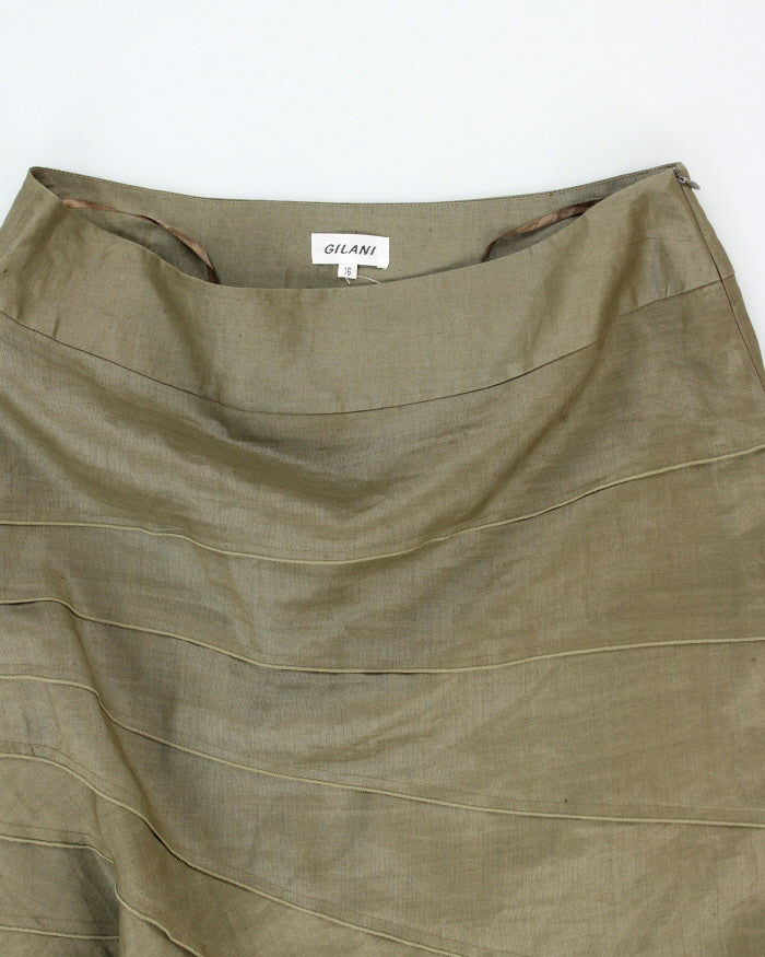 Y2k 00s Gilani Khaki Tiered Skirt - M