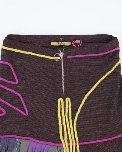 Vintage Y2K Below the Knee Patterned Skirt - S