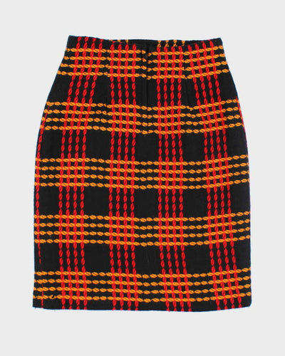 Vintage Pure Wool Patterned Above the Knee Skirt - XS