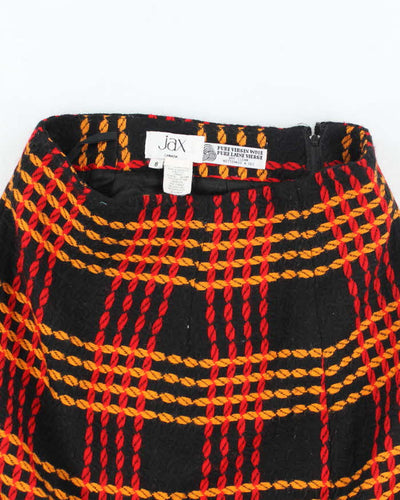 Vintage Pure Wool Patterned Above the Knee Skirt - XS
