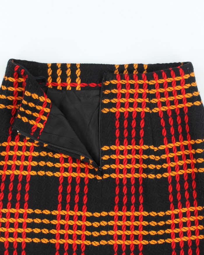 Vintage Pure Wool Patterned Above the Knee Skirt - XS