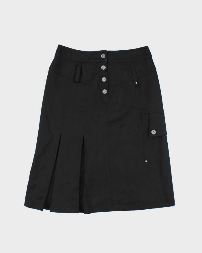 Y2k 00s Javier Simorra Black Silky cargo Skirt - S