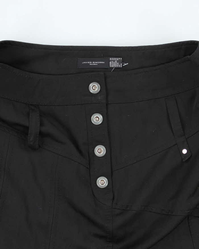 Y2k 00s Javier Simorra Black Silky cargo Skirt - S